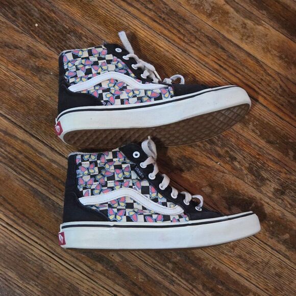 Girls Missy VANS Filmore Hi Butterfly Checkerboard Sneakers Shoes Size 3 - Picture 1 of 9